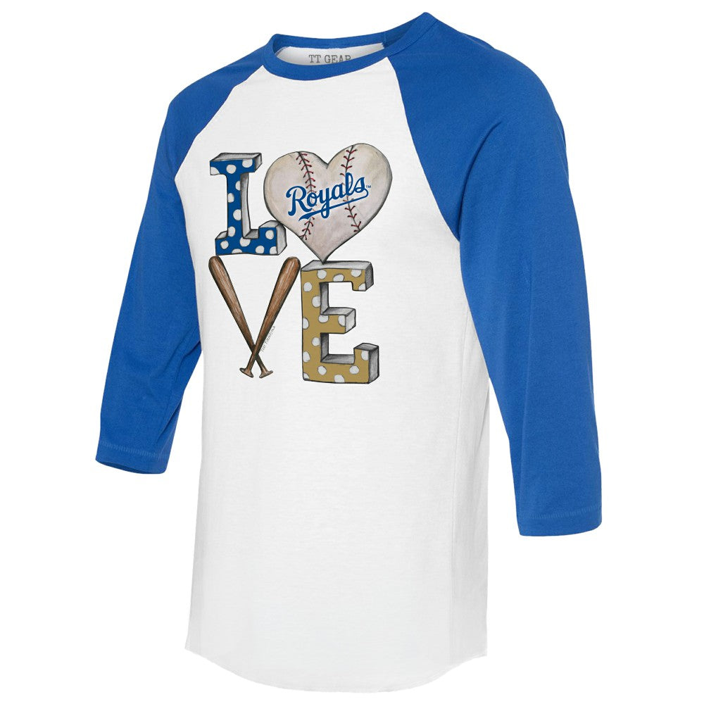 Kansas City Royals Tiny Turnip Women's Baseball Love Raglan 3/4-Sleeve T-Shirt | MLB US