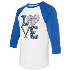 Toronto Blue Jays Tiny Turnip Women's Baseball Love Raglan 3/4-Sleeve T-Shirt | MLB For sale