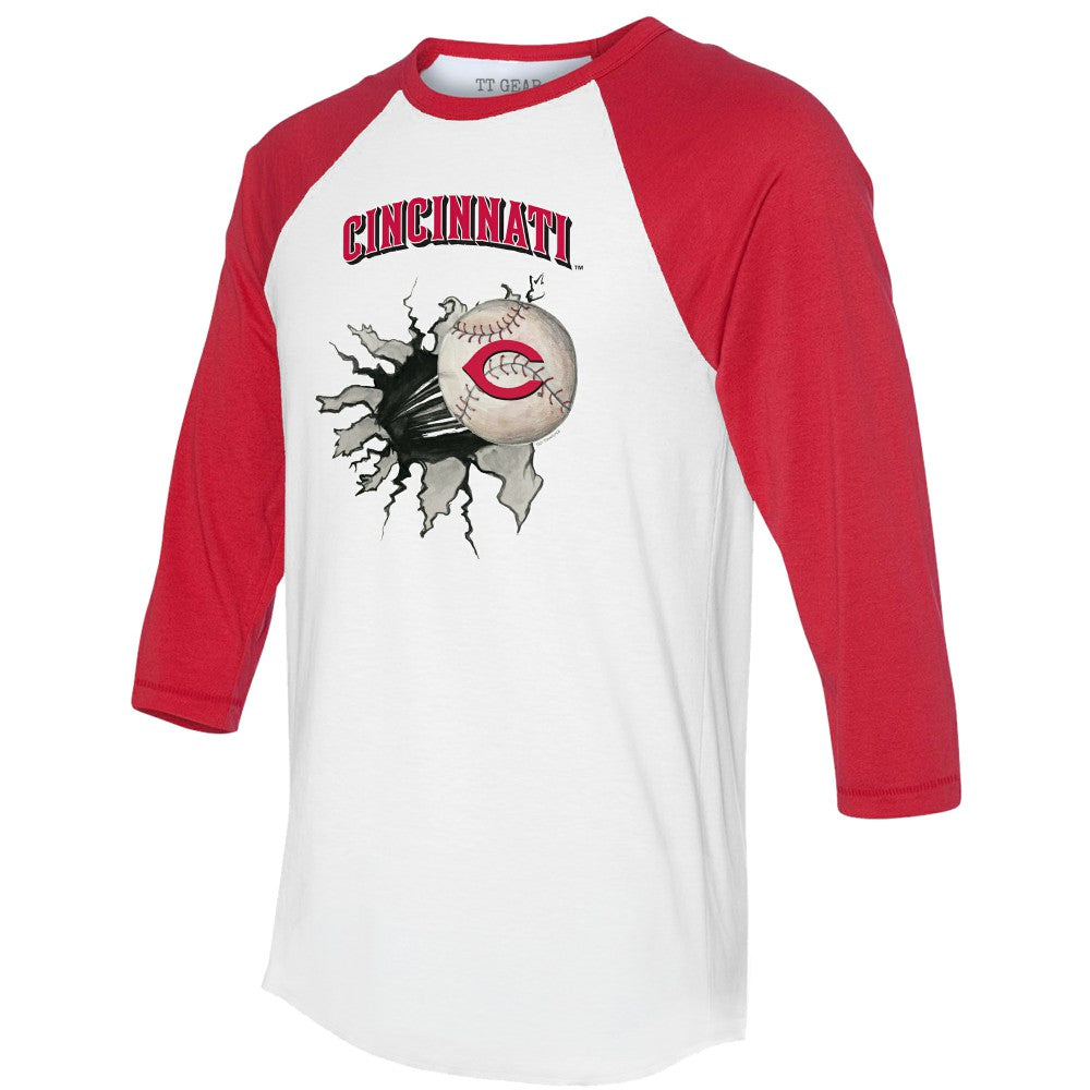 Cincinnati Reds Tiny Turnip Women's Baseball Tear 3/4-Sleeve Raglan T-Shirt | MLB For sale