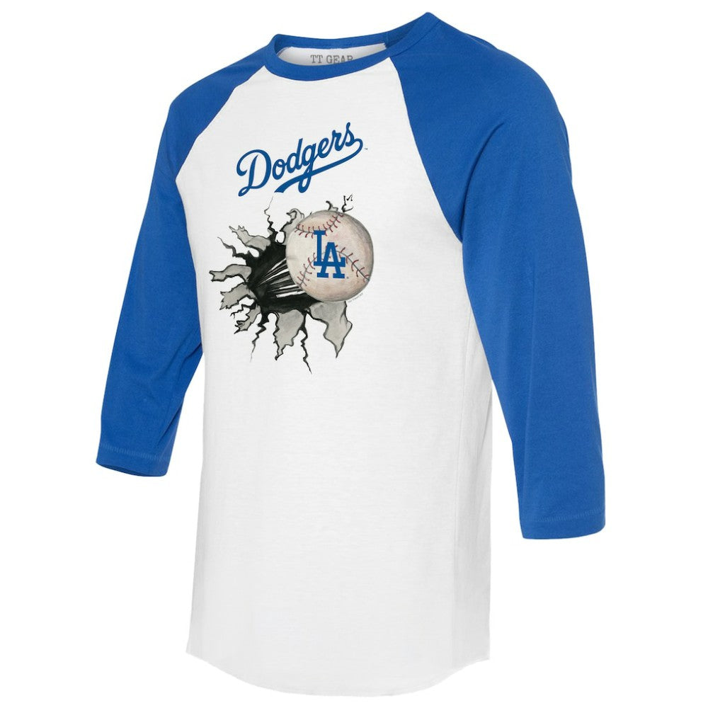 Los Angeles Dodgers Tiny Turnip Women's Baseball Tear 3/4-Sleeve Raglan T-Shirt | MLB Outlet