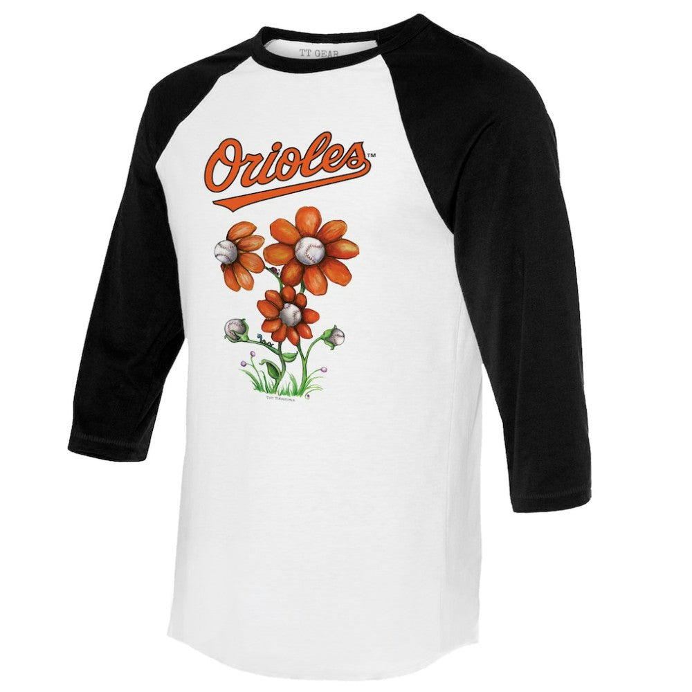 Baltimore Orioles Tiny Turnip Women's Blooming Baseballs 3/4-Sleeve Raglan T-Shirt | MLB Shop