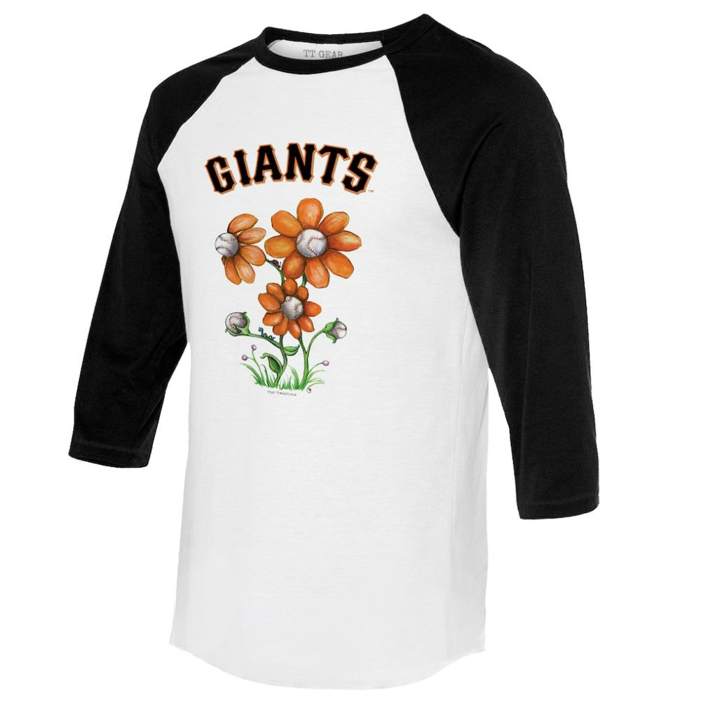 San Francisco Giants Tiny Turnip Women's Blooming Baseballs 3/4-Sleeve Raglan T-Shirt | MLB Sale