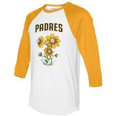 San Diego Padres Tiny Turnip Women's Blooming Baseballs 3/4-Sleeve Raglan T-Shirt | MLB New