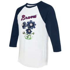 Atlanta Braves Tiny Turnip Women's Blooming Baseballs 3/4-Sleeve Raglan T-Shirt | MLB For sale