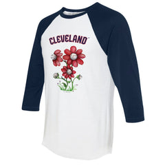 Cleveland Guardians Tiny Turnip Women's Blooming Baseballs 3/4-Sleeve Raglan T-Shirt | MLB Sale