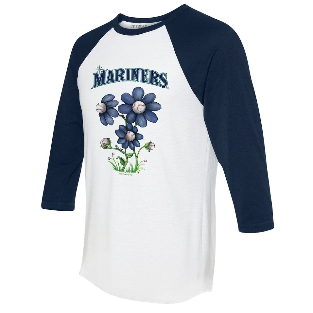 Seattle Mariners Tiny Turnip Women's Blooming Baseballs 3/4-Sleeve Raglan T-Shirt | MLB US