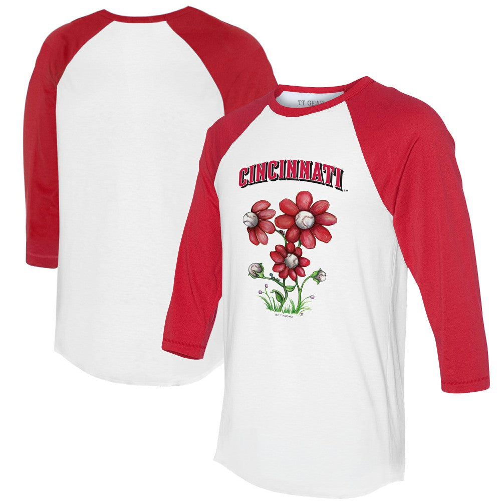 Cincinnati Reds Tiny Turnip Women's Blooming Baseballs 3/4-Sleeve Raglan T-Shirt | MLB Near me