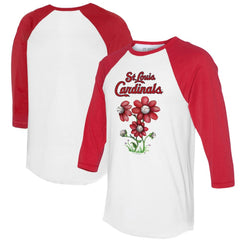 St. Louis Cardinals Tiny Turnip Women's Blooming Baseballs 3/4-Sleeve Raglan T-Shirt | MLB New
