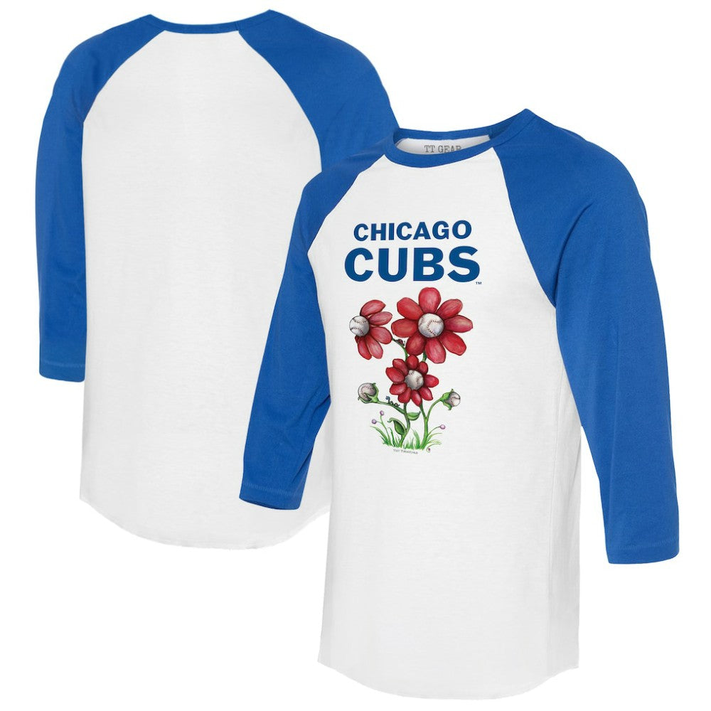 Chicago Cubs Tiny Turnip Women's Blooming Baseballs 3/4-Sleeve Raglan T-Shirt | MLB Outlet