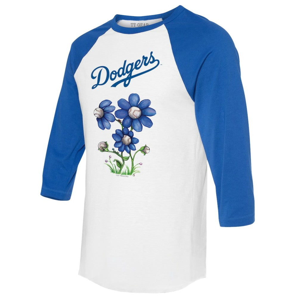 Los Angeles Dodgers Tiny Turnip Women's Blooming Baseballs 3/4-Sleeve Raglan T-Shirt | MLB Outlet