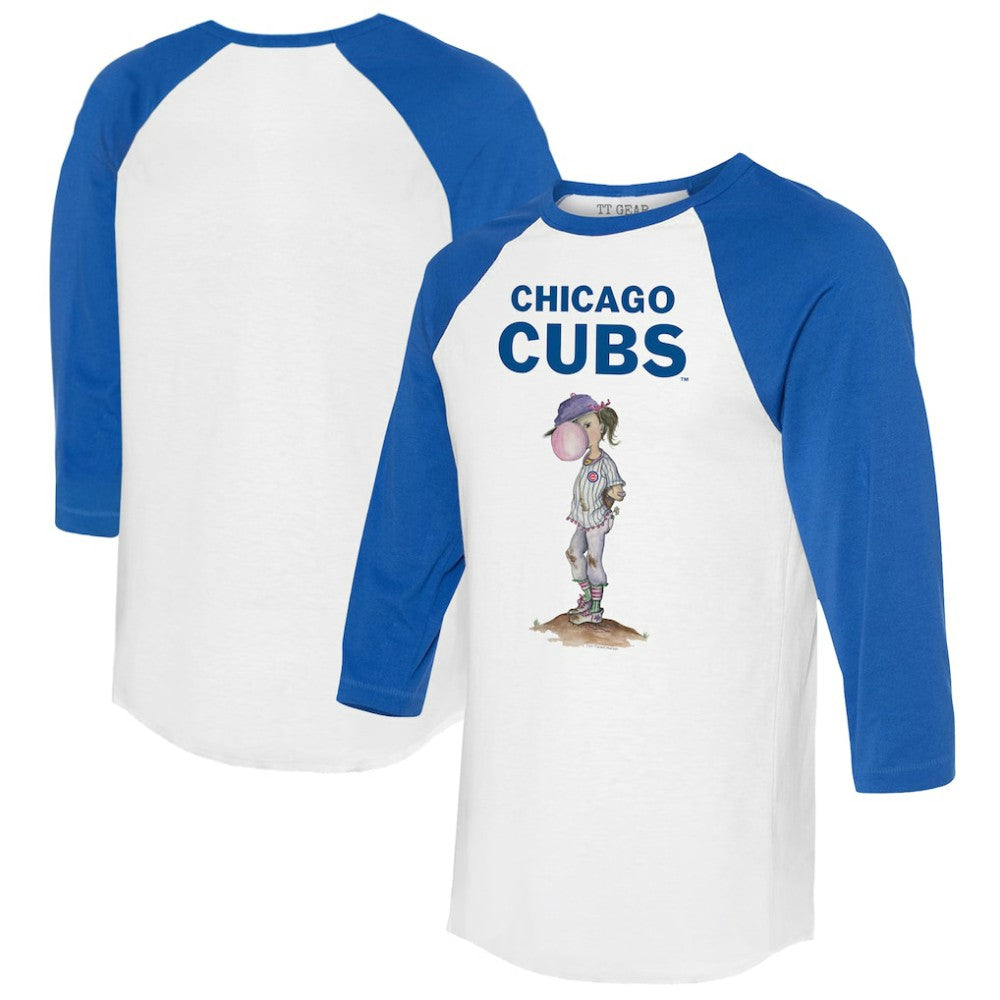 Chicago Cubs Tiny Turnip Women's Bubbles 3/4-Sleeve Raglan T-Shirt | MLB Outlet