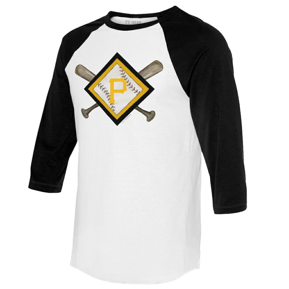 Pittsburgh Pirates Tiny Turnip Women's Diamond Cross Bats 3/4-Sleeve Raglan T-Shirt | MLB On Sale