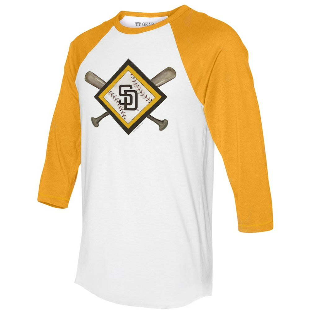 San Diego Padres Tiny Turnip Women's Diamond Cross Bats 3/4-Sleeve Raglan T-Shirt | MLB Discount