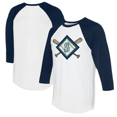 Seattle Mariners Tiny Turnip Women's Diamond Cross Bats 3/4-Sleeve Raglan T-Shirt | MLB For sale