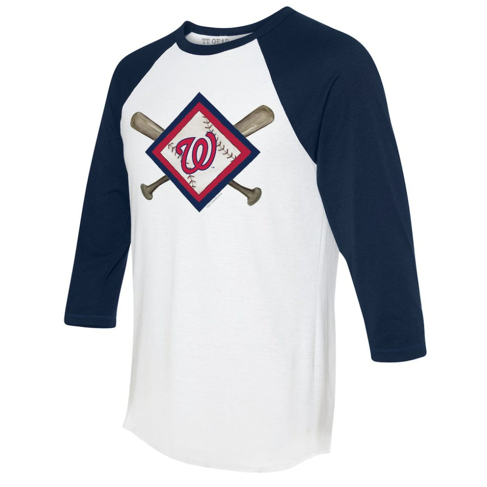Washington Nationals Tiny Turnip Women's Diamond Cross Bats 3/4-Sleeve Raglan T-Shirt | MLB For sale