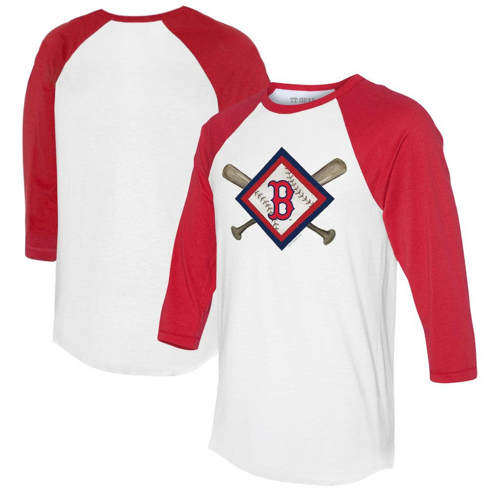 Boston Red Sox Tiny Turnip Women's Diamond Cross Bats 3/4-Sleeve Raglan T-Shirt | MLB For sale