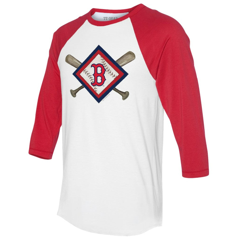 Boston Red Sox Tiny Turnip Women's Diamond Cross Bats 3/4-Sleeve Raglan T-Shirt | MLB For sale