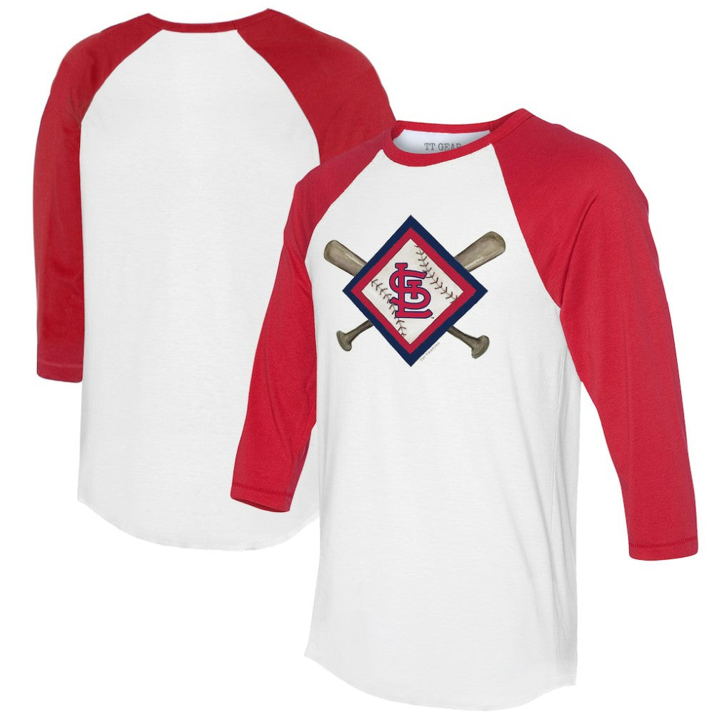 St. Louis Cardinals Tiny Turnip Women's Diamond Cross Bats 3/4-Sleeve Raglan T-Shirt | MLB For sale