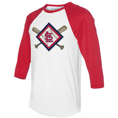 St. Louis Cardinals Tiny Turnip Women's Diamond Cross Bats 3/4-Sleeve Raglan T-Shirt | MLB For sale