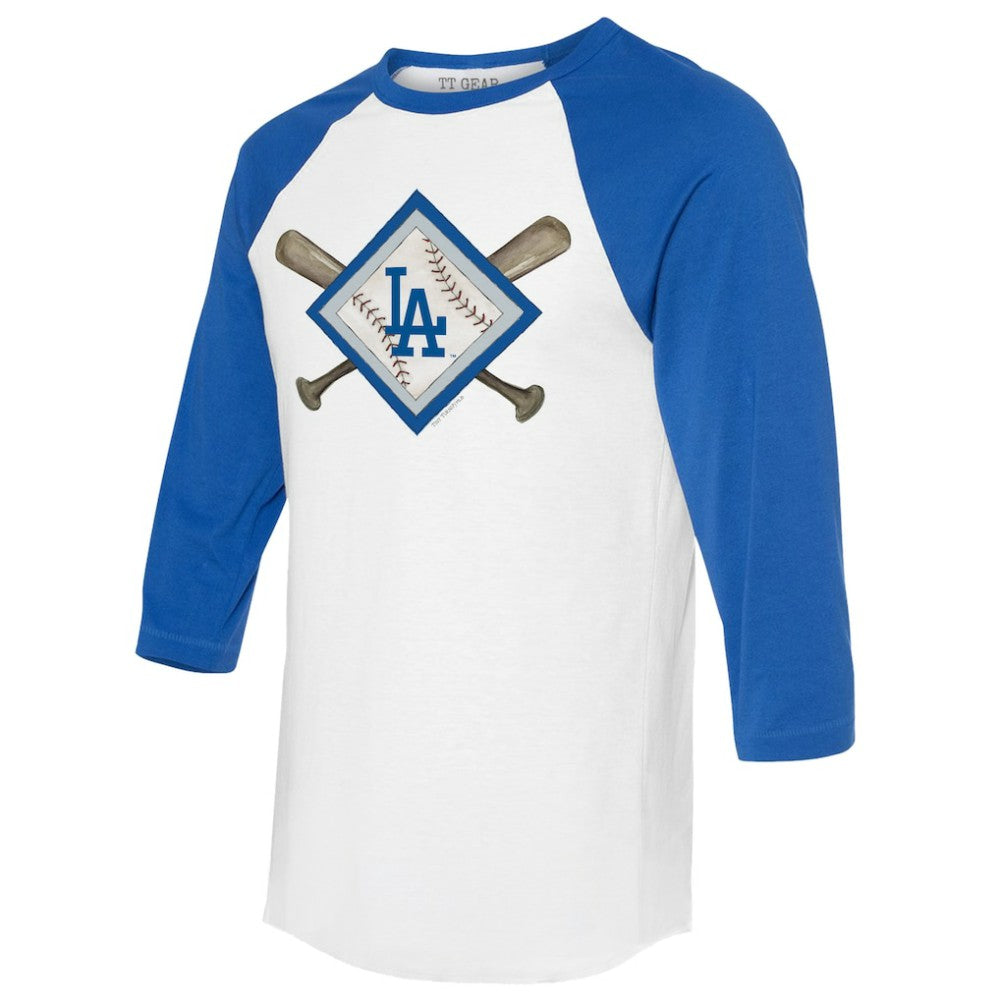 Los Angeles Dodgers Tiny Turnip Women's Diamond Cross Bats 3/4-Sleeve Raglan T-Shirt | MLB Near me