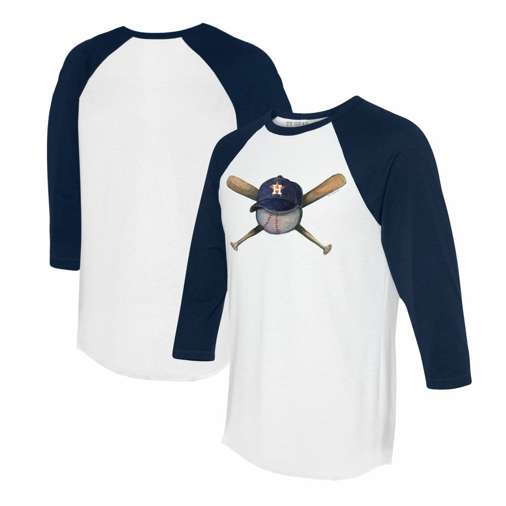 Houston Astros Tiny Turnip Women's Hat Crossbats 3/4-Sleeve Raglan T-Shirt | MLB Outlet