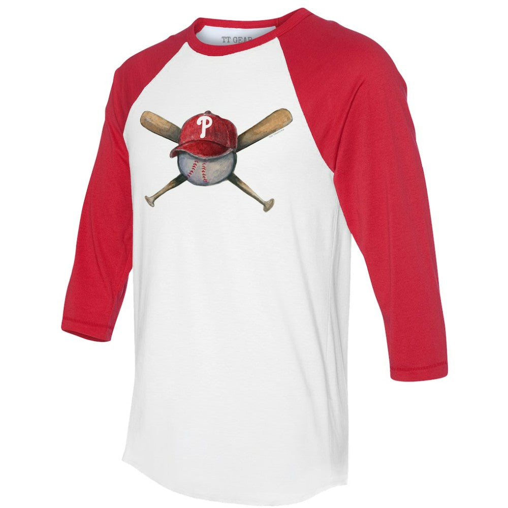Philadelphia Phillies Tiny Turnip Women's Hat Crossbats 3/4-Sleeve Raglan T-Shirt | MLB New