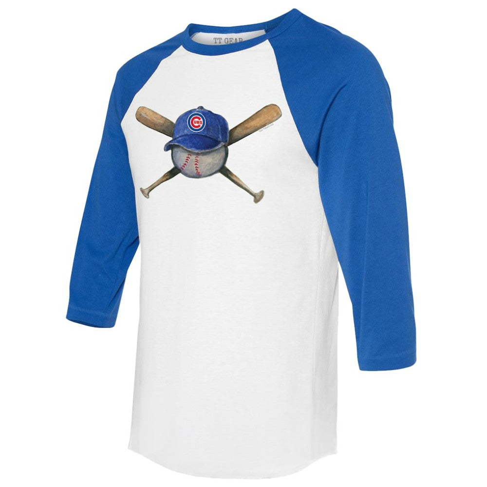 Chicago Cubs Tiny Turnip Women's Hat Crossbats 3/4-Sleeve Raglan T-Shirt | MLB Outlet