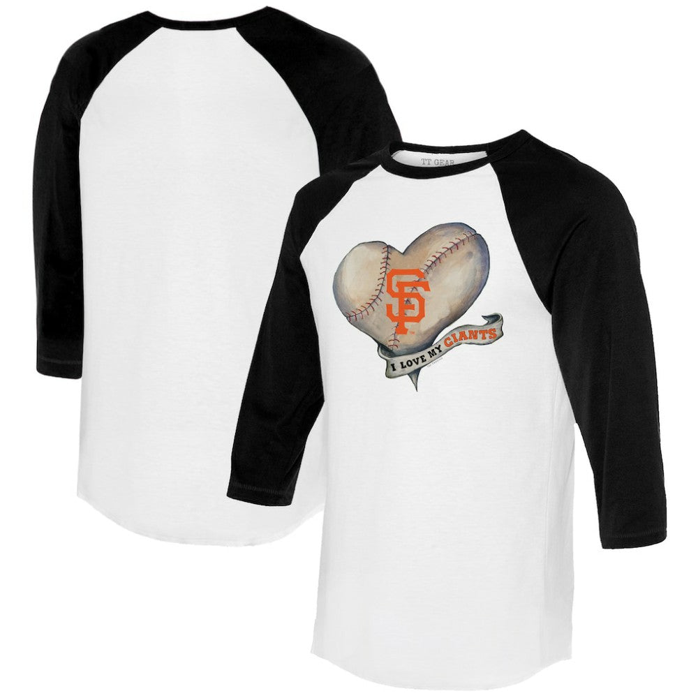 San Francisco Giants Tiny Turnip Women's Heart Banner 3/4-Sleeve Raglan T-Shirt | MLB Discount