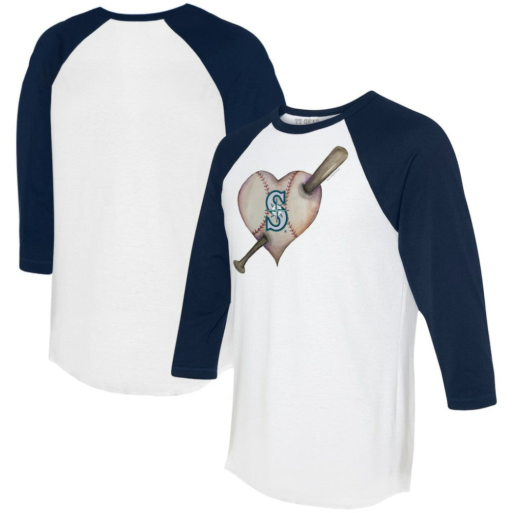 Seattle Mariners Tiny Turnip Women's Heart Bat 3/4-Sleeve Raglan T-Shirt | MLB On Sale