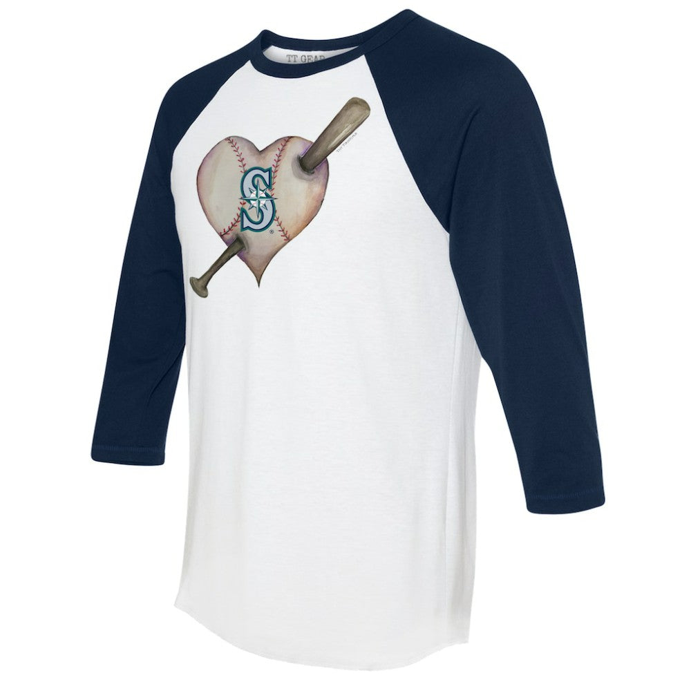 Seattle Mariners Tiny Turnip Women's Heart Bat 3/4-Sleeve Raglan T-Shirt | MLB On Sale