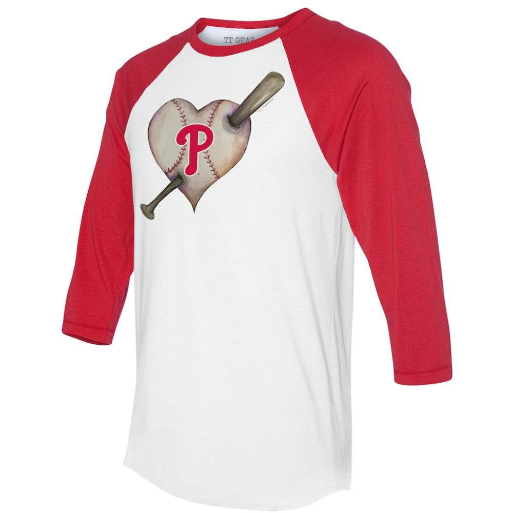 Philadelphia Phillies Tiny Turnip Women's Heart Bat 3/4-Sleeve Raglan T-Shirt | MLB Near me