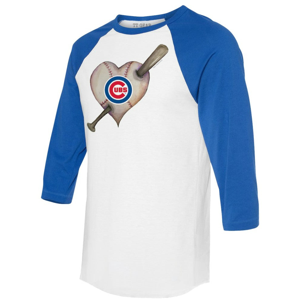 Chicago Cubs Tiny Turnip Women's Heart Bat 3/4-Sleeve Raglan T-Shirt | MLB Outlet