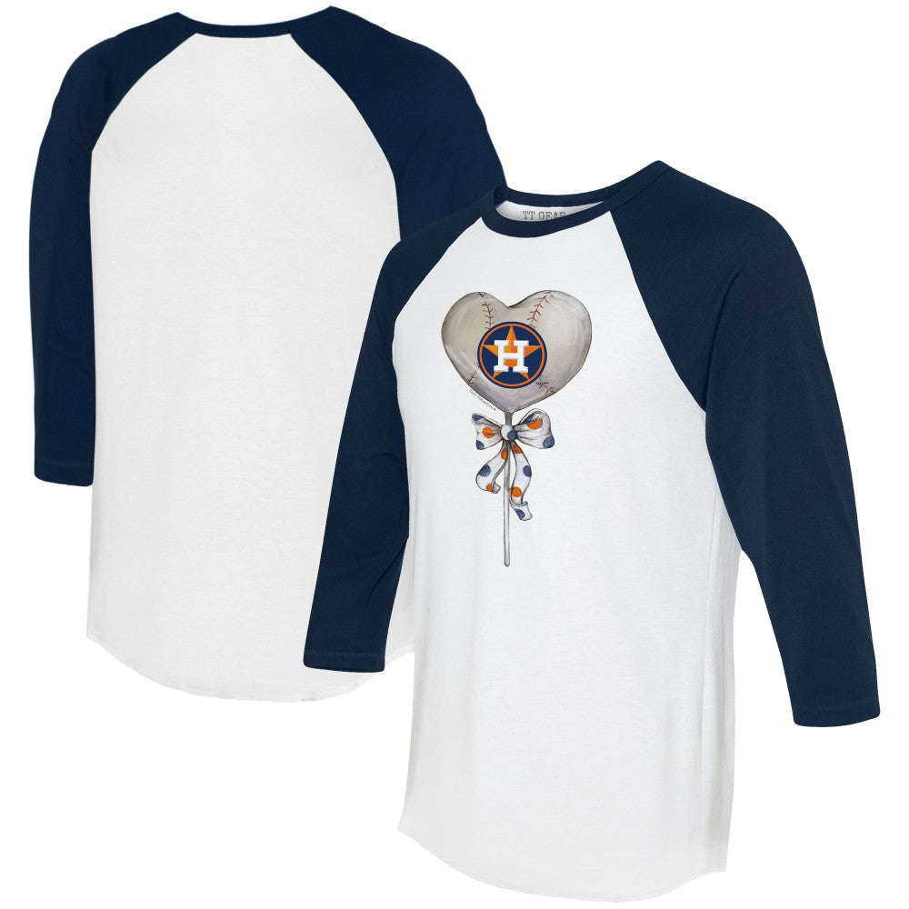 Houston Astros Tiny Turnip Women's Heart Lolly 3/4-Sleeve Raglan T-Shirt | MLB US
