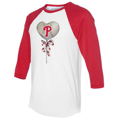 Philadelphia Phillies Tiny Turnip Women's Heart Lolly 3/4-Sleeve Raglan T-Shirt | MLB New