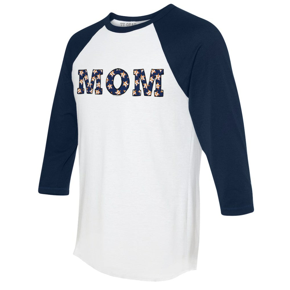 Houston Astros Tiny Turnip Women's Logo Mom 3/4-Sleeve Raglan T-Shirt | MLB New