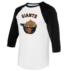 San Francisco Giants Tiny Turnip Women's Nacho Helmet 3/4-Sleeve Raglan T-Shirt | MLB Sale