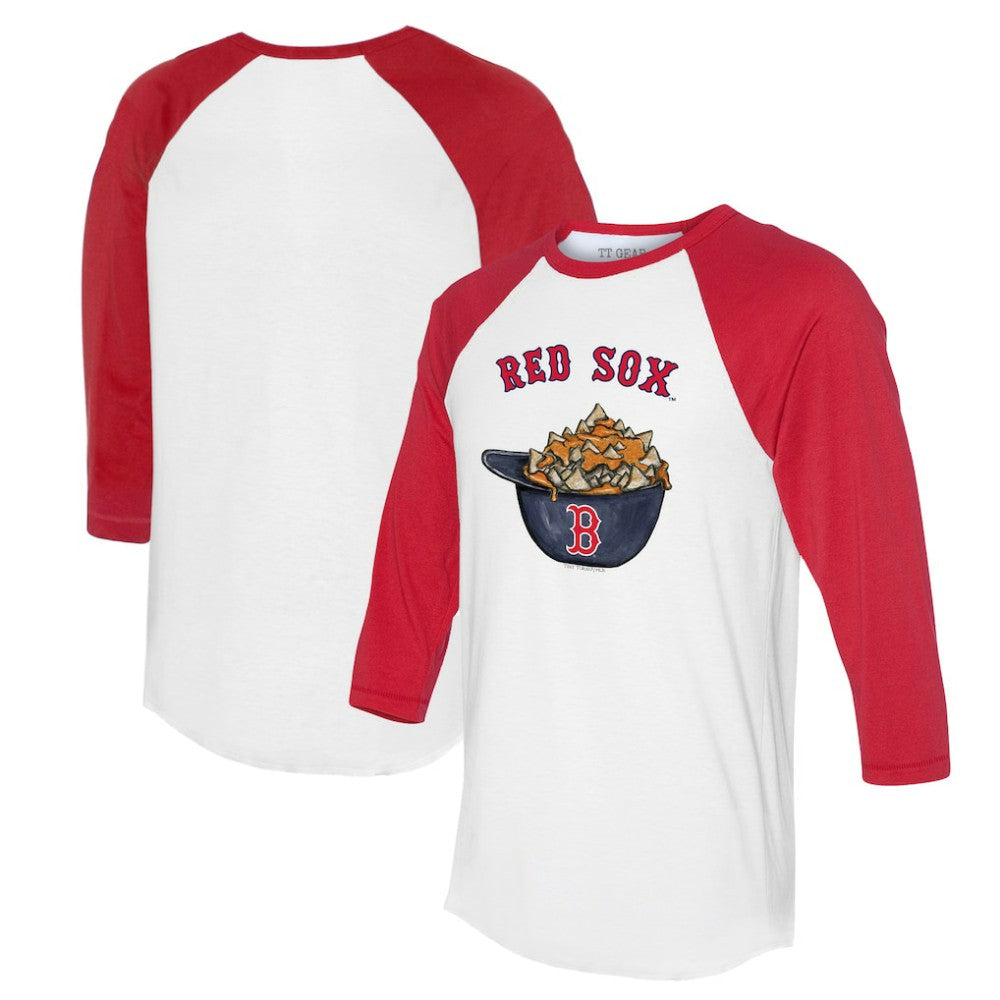 Boston Red Sox Tiny Turnip Women's Nacho Helmet 3/4-Sleeve Raglan T-Shirt | MLB New