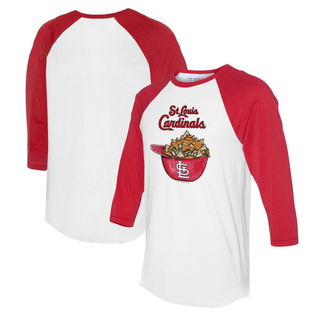 St. Louis Cardinals Tiny Turnip Women's Nacho Helmet 3/4-Sleeve Raglan T-Shirt | MLB New