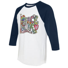 Washington Nationals Tiny Turnip Women's Peace Love Baseball 3/4-Sleeve Raglan T-Shirt | MLB Online