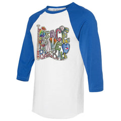 Toronto Blue Jays Tiny Turnip Women's Peace Love Baseball 3/4-Sleeve Raglan T-Shirt | MLB Near me