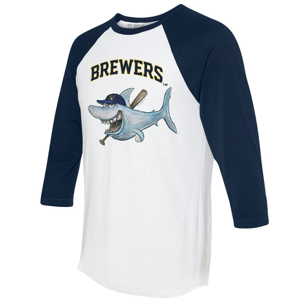 Milwaukee Brewers Tiny Turnip Women's Shark 3/4-Sleeve Raglan T-Shirt | MLB Online