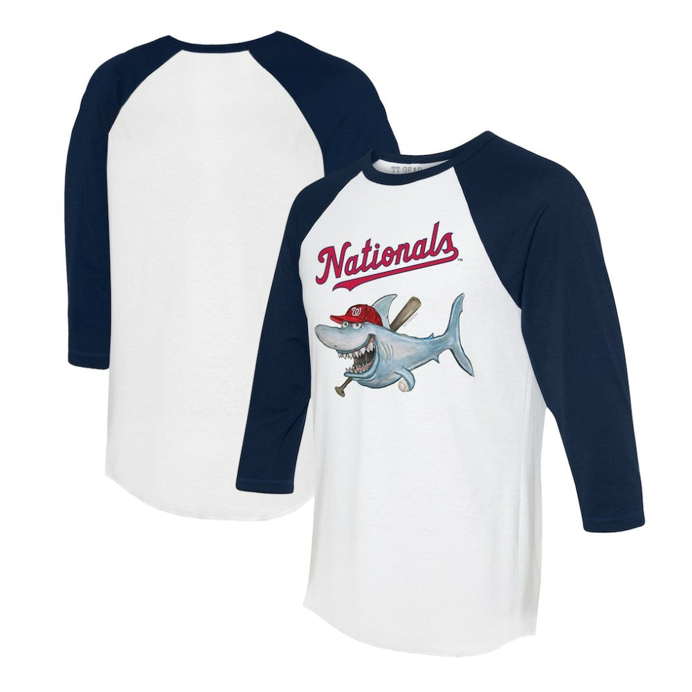 Washington Nationals Tiny Turnip Women's Shark 3/4-Sleeve Raglan T-Shirt | MLB For sale