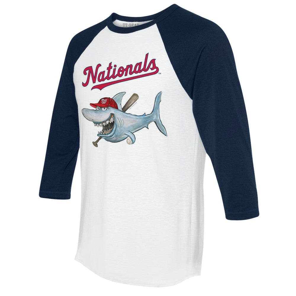 Washington Nationals Tiny Turnip Women's Shark 3/4-Sleeve Raglan T-Shirt | MLB For sale