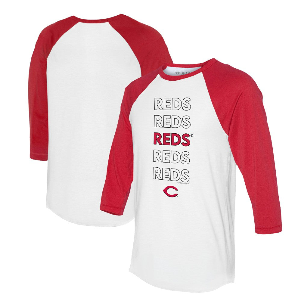 Cincinnati Reds Tiny Turnip Unisex Stacked 3/4-Sleeve Raglan T-Shirt | MLB For sale