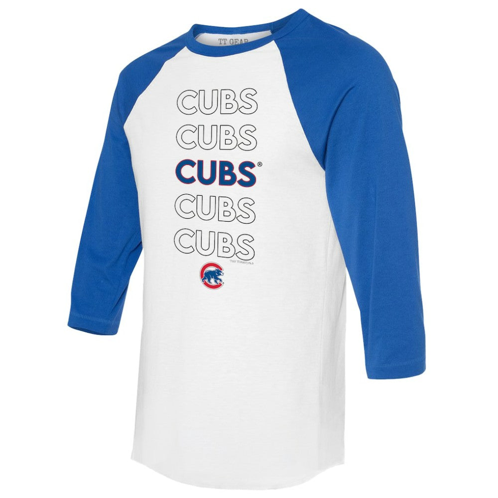 Chicago Cubs Tiny Turnip Unisex Stacked 3/4-Sleeve Raglan T-Shirt | MLB US