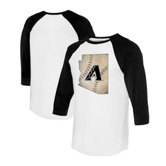 Arizona Diamondbacks Tiny Turnip Unisex State Outline 3/4-Sleeve Raglan T-Shirt | MLB Outlet