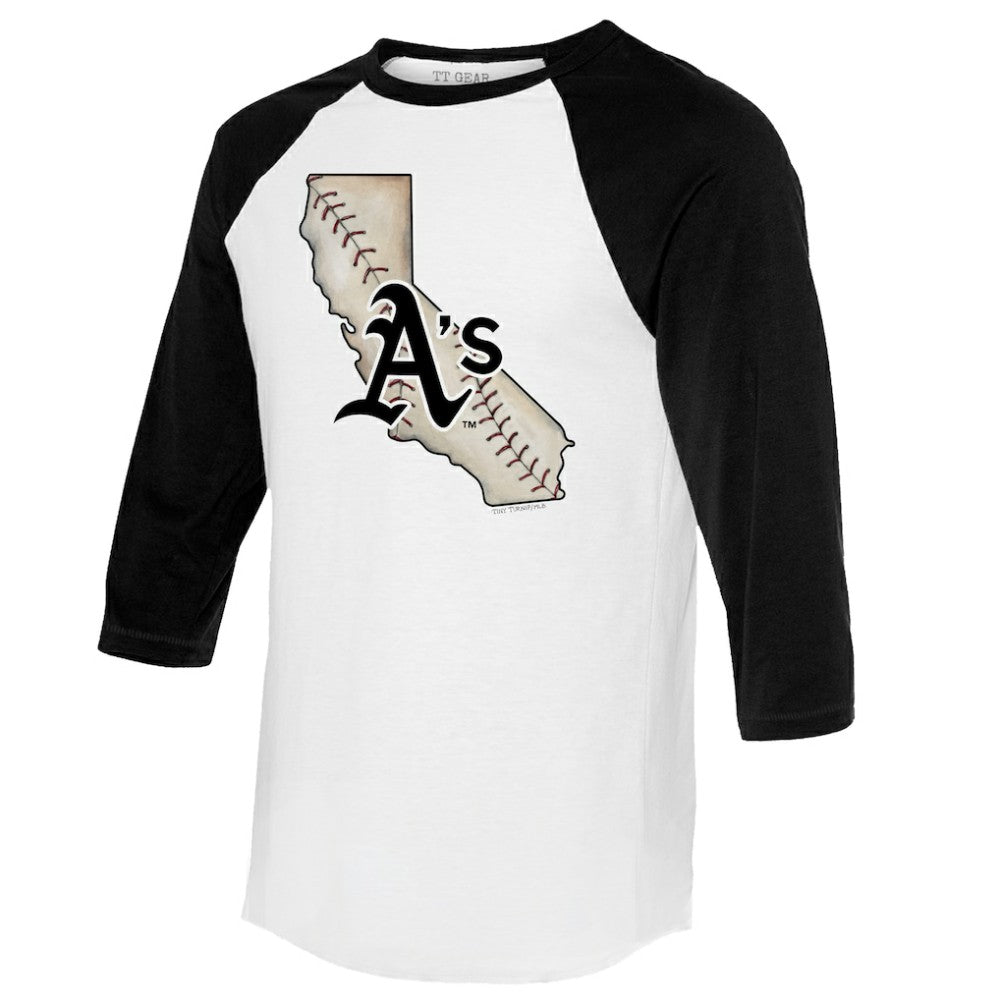 Athletics Tiny Turnip Unisex State Outline 3/4-Sleeve Raglan T-Shirt | MLB Outlet