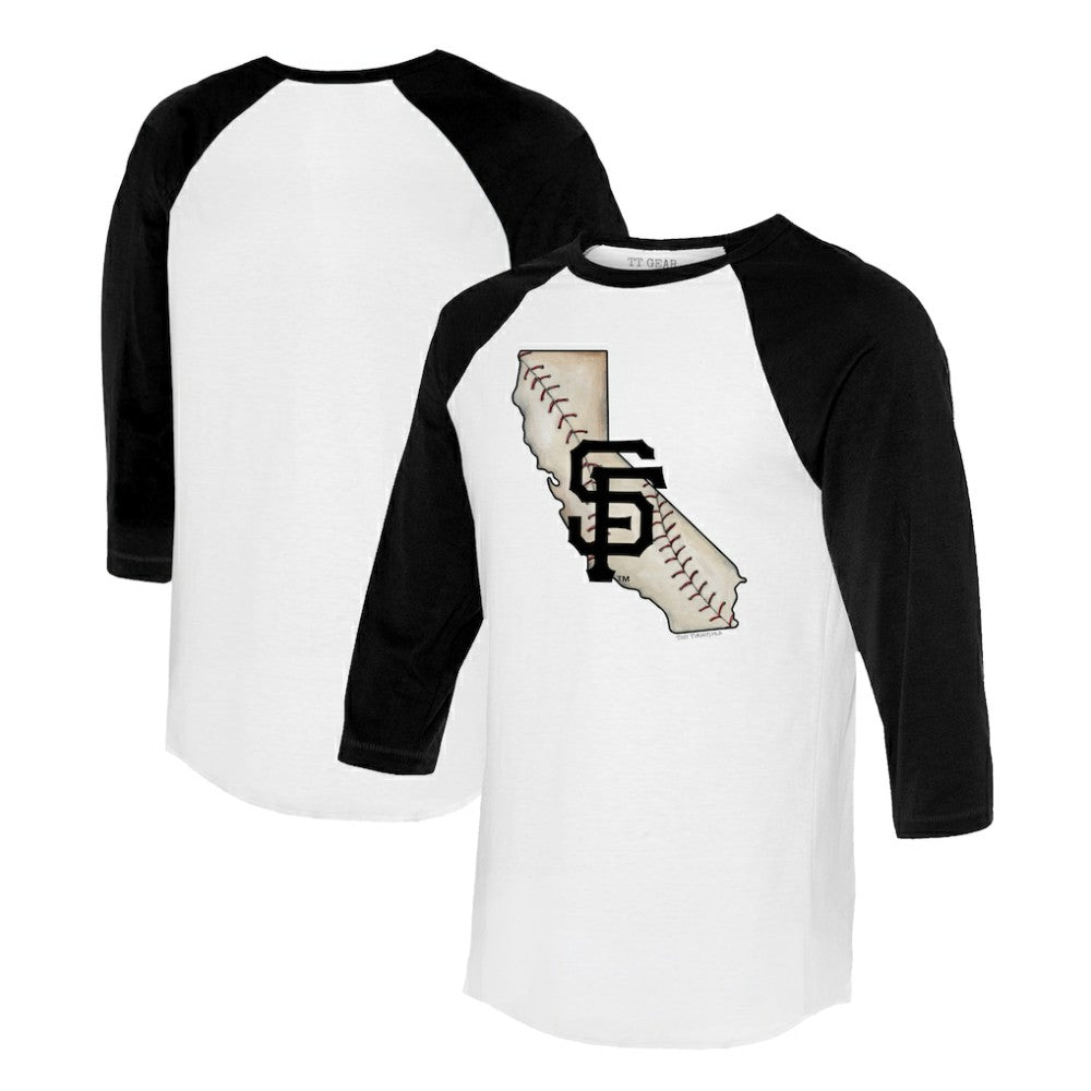 San Francisco Giants Tiny Turnip Unisex State Outline 3/4-Sleeve Raglan T-Shirt | MLB On Sale