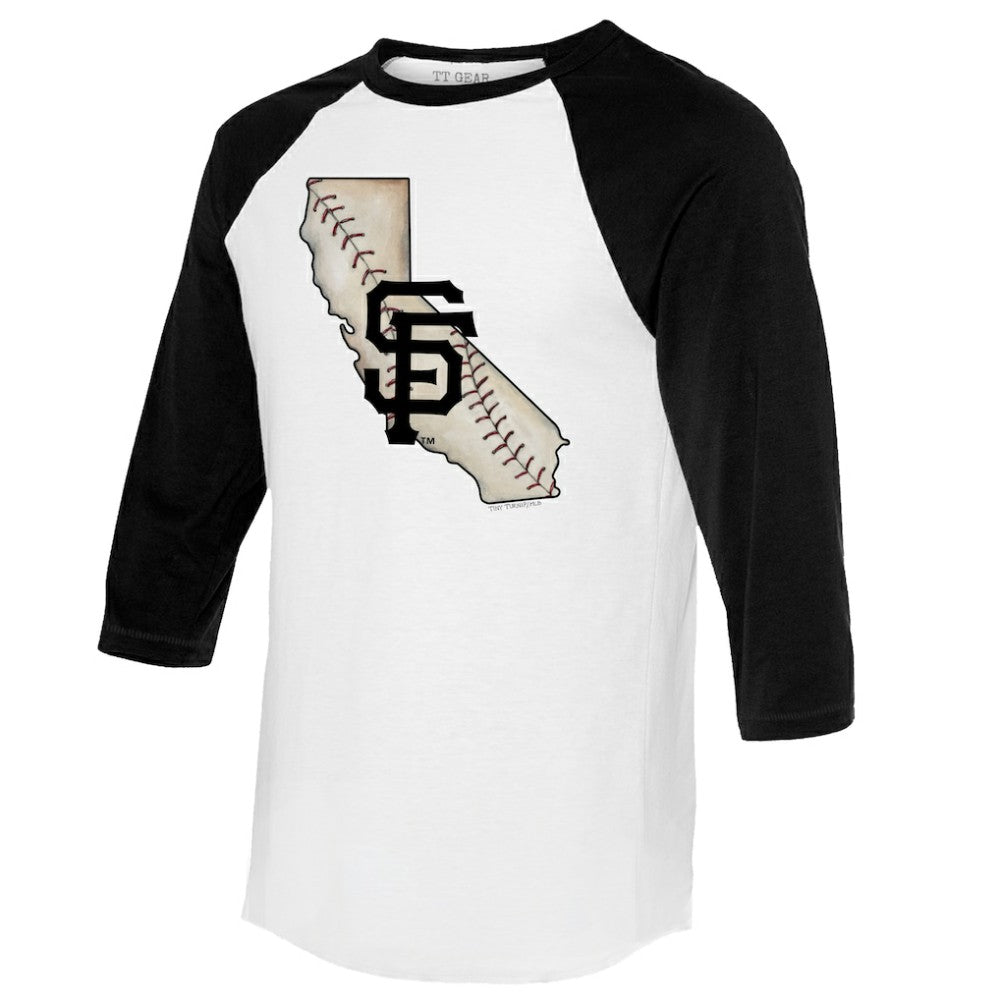 San Francisco Giants Tiny Turnip Unisex State Outline 3/4-Sleeve Raglan T-Shirt | MLB On Sale
