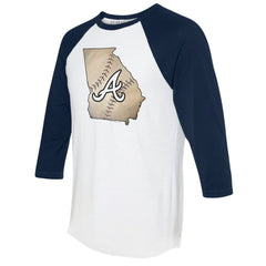 Atlanta Braves Tiny Turnip Unisex State Outline 3/4-Sleeve Raglan T-Shirt | MLB Discount